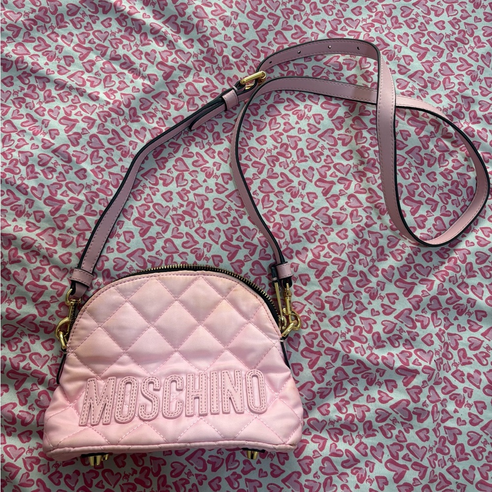 Moschino Light Pink Quilted Crossbody Bag